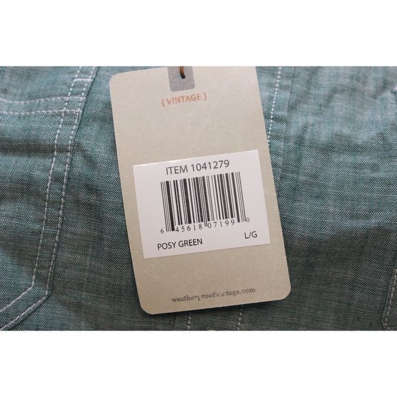 Weatherproof Vintage green short sleeve button front men's shirt L - Picture 13 of 15